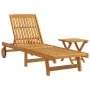 Tumbona con mesita madera maciza de acacia de , Tumbonas - Ref: Foro24-3325199, Precio: 203,16 €, Descuento: %