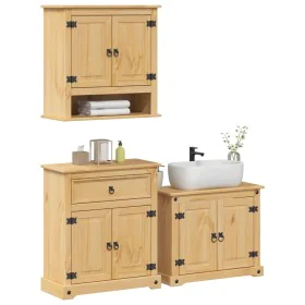 Juego de muebles de baño Corona 3 pzas madera maciza pino de , Muebles de baño - Ref: Foro24-3334638, Precio: 312,51 €, Descu...