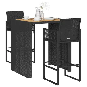 Set bar jardín sin cojines 3 pzas ratán sintético acacia negro de , Conjuntos de jardín - Ref: Foro24-3328885, Precio: 358,68...