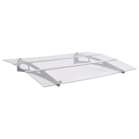 Marquesina para puerta PC plata y transparente 150x90 cm PET de , Toldos - Ref: Foro24-144829, Precio: 115,48 €, Descuento: %
