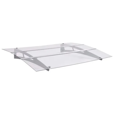 Marquesina para puerta PC plata y transparente 150x90 cm PET de , Toldos - Ref: Foro24-144829, Precio: 115,48 €, Descuento: %