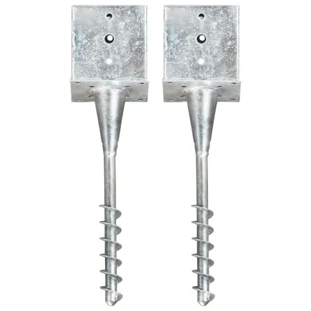 Picas de tierra 2 uds acero galvanizado plateado 14x14x58 cm by , Spikes for anchoring in the ground - Ref: Foro24-145445, Pr...