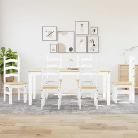 Juego de comedor Panama 7 pzas madera maciza de pino blanco de , muebles para cocinas y comedores - Ref: Foro24-3345214, Prec...