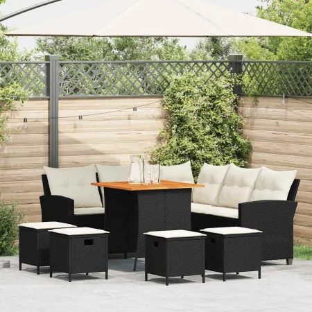 Set de sofás de jardín en forma de L con cojines 6 pzas negro de , Conjuntos de jardín - Ref: Foro24-3213540, Precio: 519,65 ...