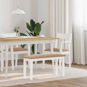Banco 90 cm madera maciza caucho blanco de , Bancos de comedor y cocina - Ref: Foro24-4102600, Precio: 67,81 €, Descuento: %