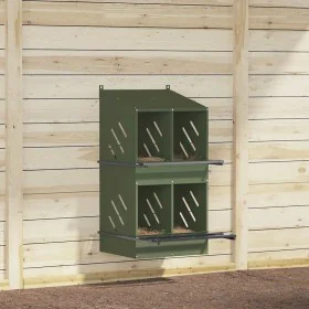 Nido para gallinas con 4 compartimentos de metal verde oliva de , Jaulas y habitáculos para animales pequeños - Ref: Foro24-8...
