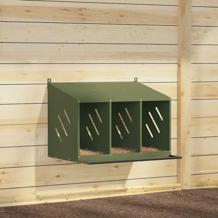 Nido para gallinas con 3 compartimentos de metal verde oliva de , Jaulas y habitáculos para animales pequeños - Ref: Foro24-8...