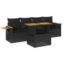 Set sofás jardín y cojines 5 pzas ratán sintético acacia negro by , Garden sets - Ref: Foro24-3327541, Price: 389,75 €, Disco...