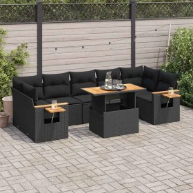 Set sofás jardín y cojines 8 pzas ratán sintético acacia negro de , Conjuntos de jardín - Ref: Foro24-3327569, Precio: 583,86...