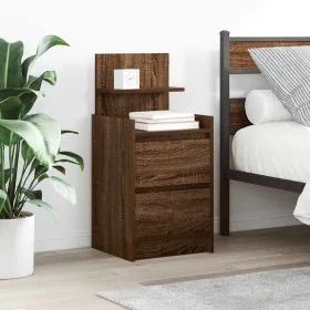 Mesilla de noche con 2 cajones roble marrón 38x34x80 cm by , Nightstands - Ref: Foro24-861367, Price: 54,72 €, Discount: %