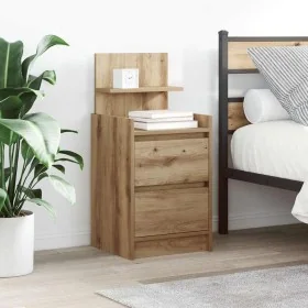 Mesilla de noche con 2 cajones roble artesanal 38x34x80 cm de , Mesitas de noche - Ref: Foro24-861371, Precio: 53,85 €, Descu...