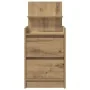 Mesilla de noche con 2 cajones roble artesanal 38x34x80 cm de , Mesitas de noche - Ref: Foro24-861371, Precio: 53,85 €, Descu...