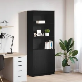 Aparador alto roble negro 70x35x180 cm madera de ingeniería de , Aparadores - Ref: Foro24-3328472, Precio: 126,77 €, Descuent...
