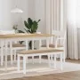 Banco 110 cm madera maciza caucho blanco by , Dining and kitchen benches - Ref: Foro24-4102609, Price: 76,76 €, Discount: %