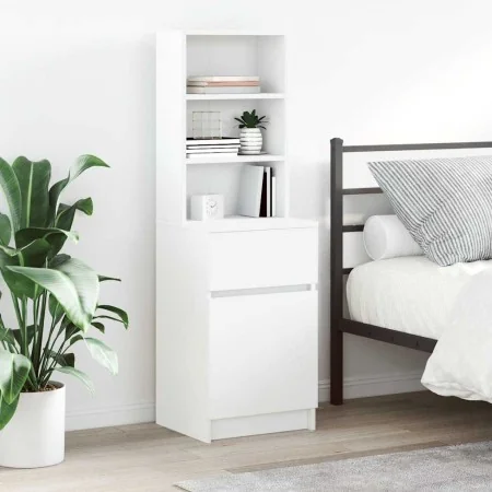 Mesilla de noche de madera de ingeniería blanca 39x35x125 cm de , Mesitas de noche - Ref: Foro24-861310, Precio: 73,97 €, Des...