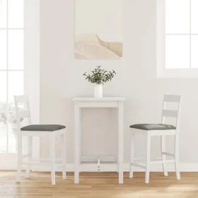 Taburetes de bar con cojines 2 uds madera maciza blanca caucho de , Taburetes de cocina - Ref: Foro24-4102559, Precio: 134,69...