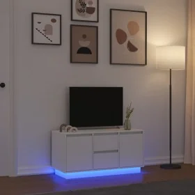 Mueble de TV con luces LED blanco 100x41x50 cm de , Muebles TV - Ref: Foro24-861409, Precio: 109,46 €, Descuento: %