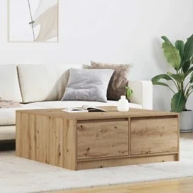 Mesa de centro con cajones roble artesanal 100x100x40 cm de , Mesas de centro - Ref: Foro24-3328407, Precio: 165,33 €, Descue...