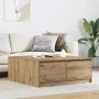 Mesa de centro con cajones roble artesanal 100x100x40 cm de , Mesas de centro - Ref: Foro24-3328407, Precio: 165,33 €, Descue...