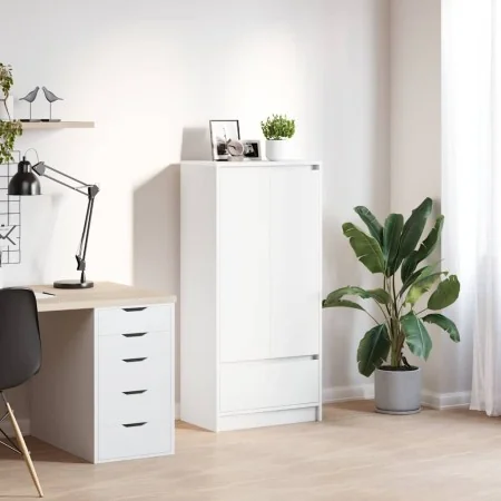 Armario con cajón blanco 55,5x34x119,5 cm Madera de ingeniería de , Aparadores - Ref: Foro24-861643, Precio: 95,92 €, Descuen...
