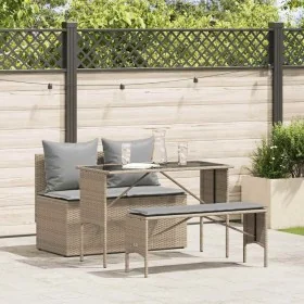 Set comedor de jardín 3 pzas con cojines ratán sintético beige by , Garden sets - Ref: Foro24-4104184, Price: 274,26 €, Disco...