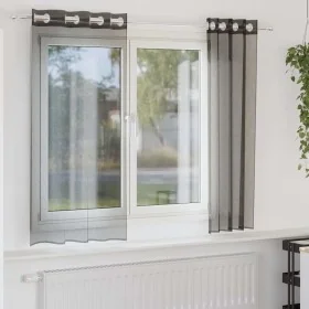 Cortinas de gasa con ojales 2 uds negro140x175 cm de , Cortinas y visillos - Ref: Foro24-4102060, Precio: 13,89 €, Descuento: %