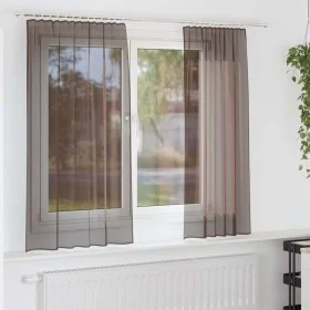 Cortinas de gasa con trabillas 2 uds. marrón de , Cortinas y visillos - Ref: Foro24-4102261, Precio: 12,63 €, Descuento: %