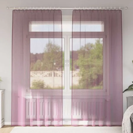 Cortinas de gasa con trabillas 2 uds morado 140x245 cm de , Cortinas y visillos - Ref: Foro24-4102294, Precio: 14,92 €, Descu...