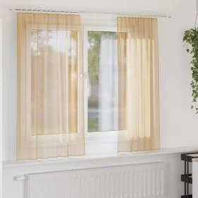 Cortinas de gasa con trabillas 2 uds arena 140x175 cm de , Cortinas y visillos - Ref: Foro24-4102307, Precio: 13,35 €, Descue...