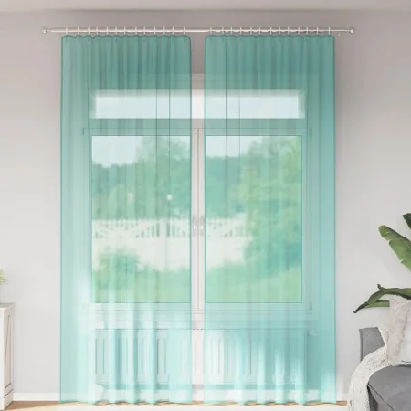 Cortinas de gasa con trabillas 2 uds turquesa 140x260 cm by , Curtains and curtains - Ref: Foro24-4102330, Price: 15,26 €, Di...