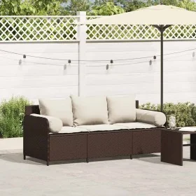 Sofá de jardín con cojines 3 plazas ratán sintético marrón by , Outdoor sofas - Ref: Foro24-4104173, Price: 238,98 €, Discoun...