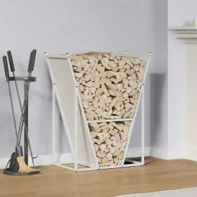 Leñero blanco 69,5x35x81 cm Acero laminado en frío de , Bolsas y soportes de leña - Ref: Foro24-864178, Precio: 68,22 €, Desc...