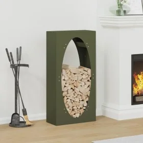 Leñero verde oliva 50x23x100 cm Acero laminado en frío de , Bolsas y soportes de leña - Ref: Foro24-864184, Precio: 90,52 €, ...
