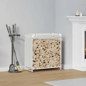 Leñero blanco 60x28x65 cm Acero laminado en frío de , Bolsas y soportes de leña - Ref: Foro24-864200, Precio: 54,35 €, Descue...
