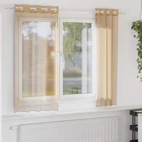 Cortinas de gasa con ojales 2 uds arena de , Cortinas y visillos - Ref: Foro24-4102119, Precio: 13,23 €, Descuento: %
