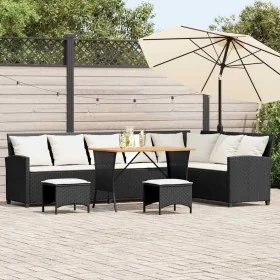 Set de sofás de jardín en forma de L con cojines 4 pzas negro by , Garden sets - Ref: Foro24-3365324, Price: 651,39 €, Discou...