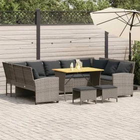 Set de sofás de jardín 4 pzas y cojines ratán sintético gris de , Conjuntos de jardín - Ref: Foro24-3365339, Precio: 832,83 €...