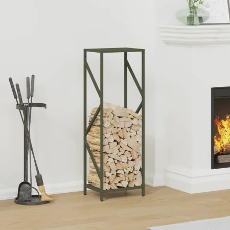 Leñero verde oliva 34x25x100 cm Acero laminado en frío de , Bolsas y soportes de leña - Ref: Foro24-864326, Precio: 52,68 €, ...