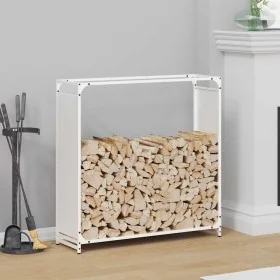 Leñero blanco 90x28x90 cm Acero laminado en frío de , Bolsas y soportes de leña - Ref: Foro24-864216, Precio: 64,24 €, Descue...