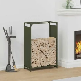 Leñero verde oliva 60x28x90 cm Acero laminado en frío de , Bolsas y soportes de leña - Ref: Foro24-864214, Precio: 61,07 €, D...