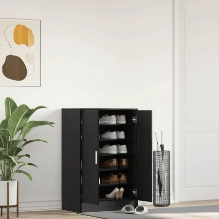 Zapatero de madera de roble negro 60x35x92 cm de , Zapateros y organizadores de calzado - Ref: Foro24-862074, Precio: 106,19 ...