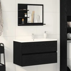 Espejo de baño de madera de roble negro 60x10,5x45 cm de , Tocadores de baño - Ref: Foro24-862546, Precio: 40,50 €, Descuento: %