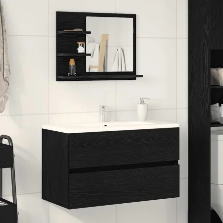 Espejo de baño de madera de roble negro 60x10,5x45 cm de , Tocadores de baño - Ref: Foro24-862546, Precio: 40,50 €, Descuento: %