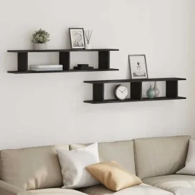 Estante pared 2uds madera ingeniería roble negro 105x18x20cm de , Estantes y estanterías - Ref: Foro24-862062, Precio: 49,02 ...