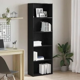 Estantería de madera de roble negro 60x30x189 cm de , Librerías y estanterías - Ref: Foro24-862457, Precio: 106,25 €, Descuen...