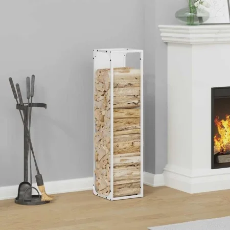 Leñero blanco 25x25x100 cm Acero laminado en frío de , Bolsas y soportes de leña - Ref: Foro24-864268, Precio: 51,50 €, Descu...
