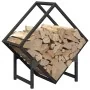 Leñero negro 50x25x50 cm Acero laminado en frío de , Bolsas y soportes de leña - Ref: Foro24-864275, Precio: 31,05 €, Descuen...