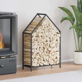 Leñero negro 60x25x90 cm Acero laminado en frío de , Bolsas y soportes de leña - Ref: Foro24-864307, Precio: 38,95 €, Descuen...