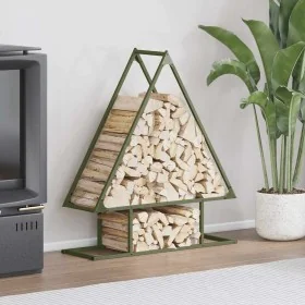 Leñero verde oliva 80x25x90 cm Acero laminado en frío de , Bolsas y soportes de leña - Ref: Foro24-864318, Precio: 38,57 €, D...