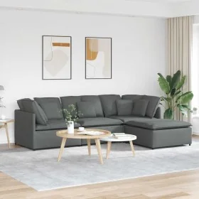 Sofá modular con reposapiés y cojines de tela gris oscuro de , Sofás - Ref: Foro24-3321298, Precio: 745,07 €, Descuento: %